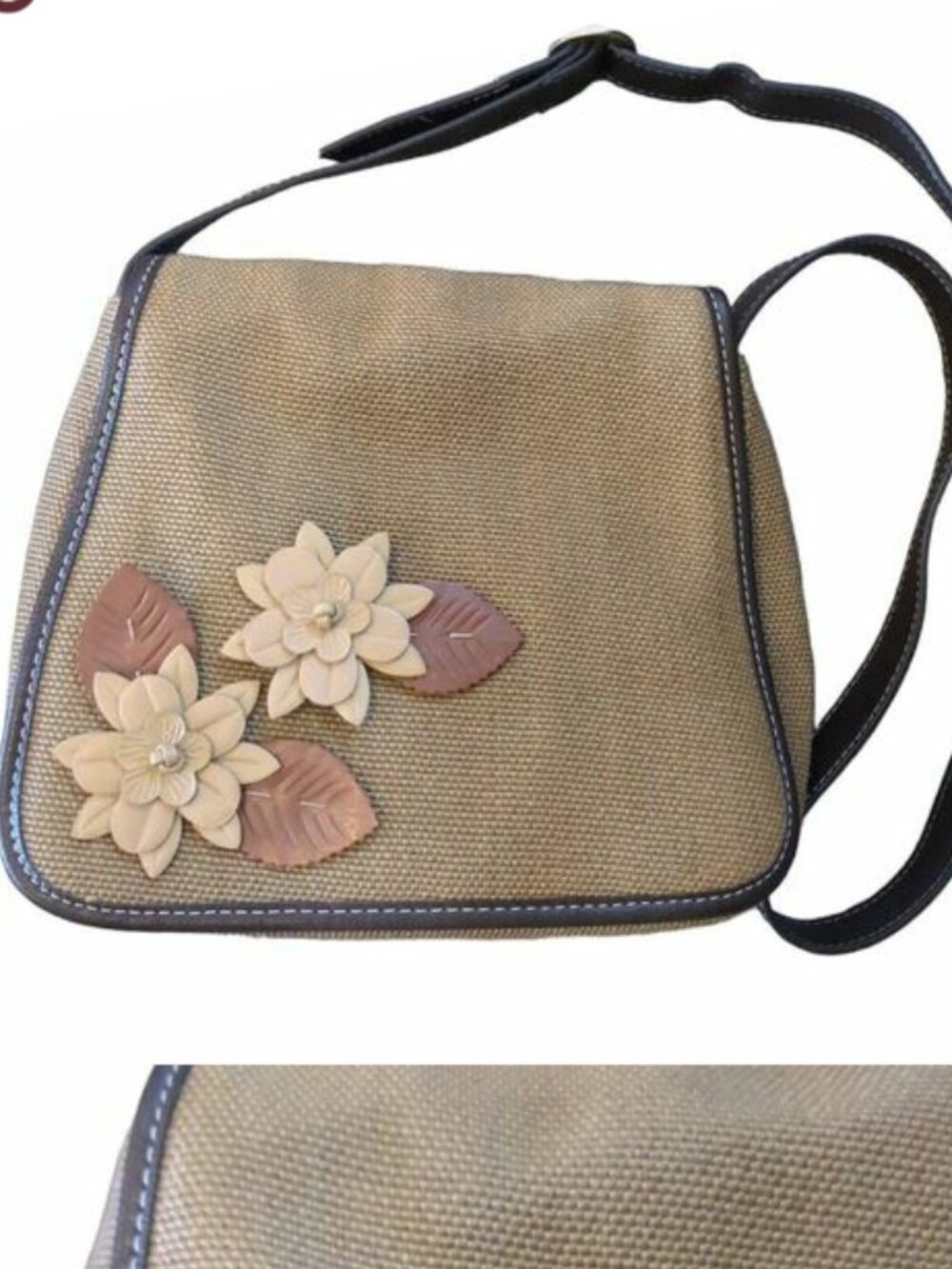 vintage brand new Liz Claiborne Brown Woven Floral Shoulder Bag Crossbody - Picture 2 of 3